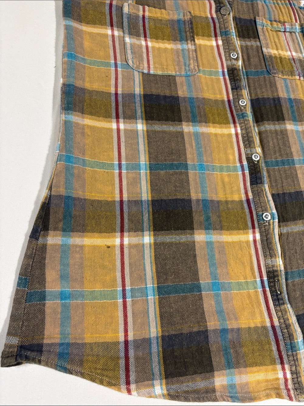 Gilded Intent Flannel Sleeveless Plaid Button-Up Shirt size Small - Picture 15 of 15